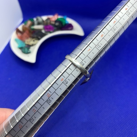 Rustic Cut Deep Purple Solar Agate Ring! .925 Sterling Silver Plated, Size 8 - Picture 10 of 10